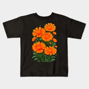 Marigold Flowers Vibrant Orange Kids T-Shirt